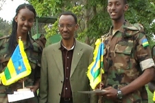 President Kagame with his children after they completed Ingando last year. Ivan Cyomoro on his left