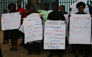 Rwandan Refugees in Zambia demonstrating 