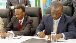 Les pr�sidents rwandais, Paul Kagame, et congolais, Joseph Kabila